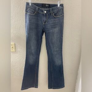 Antik Denim Women's Bootcut Blue Jeans with Embellished Pockets Size 28